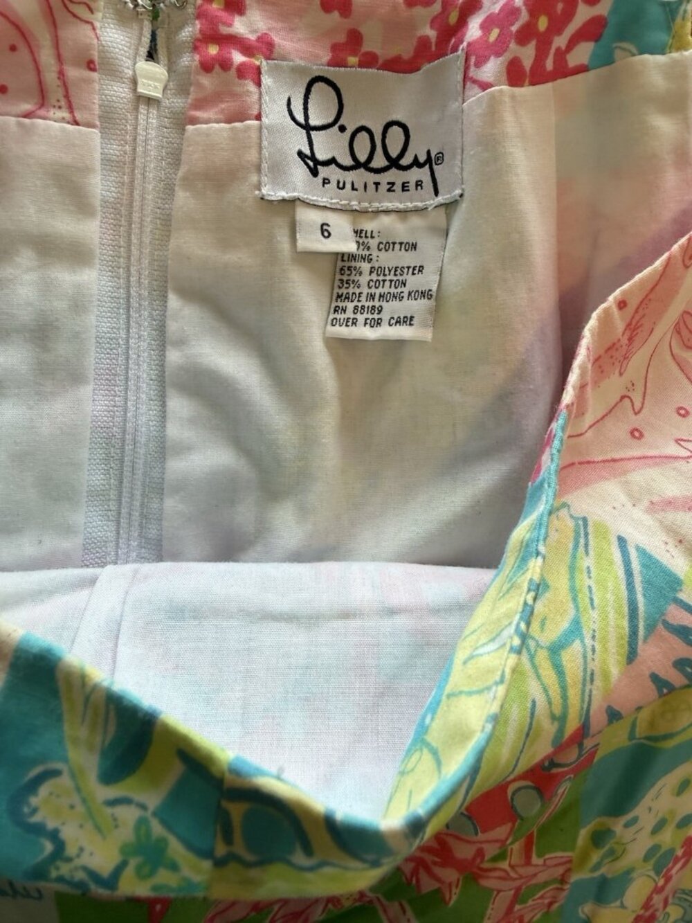 Vintage 90s Lilly Pulitzer Rainbow Patchwork Mini Skirt Vacation Resort - Picture 7 of 7